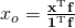 x_o = \frac{ \mathbf{x}^\mathrm{T} \mathbf{f} }{ \mathbf{1}^\mathrm{T} \mathbf{f} }