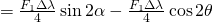 \quad = \frac{F_1 \Delta \lambda}{4} \sin 2\alpha - \frac{F_1 \Delta \lambda}{4} \cos2\theta