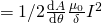 \quad = 1/2\frac{\mathrm{d}A}{\mathrm{d}\theta} \frac{\mu_0}{\delta} I^2